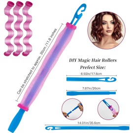 Chargenyang 30 Pieces 12 Inch Magic Hair Curlers Spiral Curls Styling Kit No Heat Hair Curlers with 2 Pieces Styling Hooks DIY Rollers Curling Rods