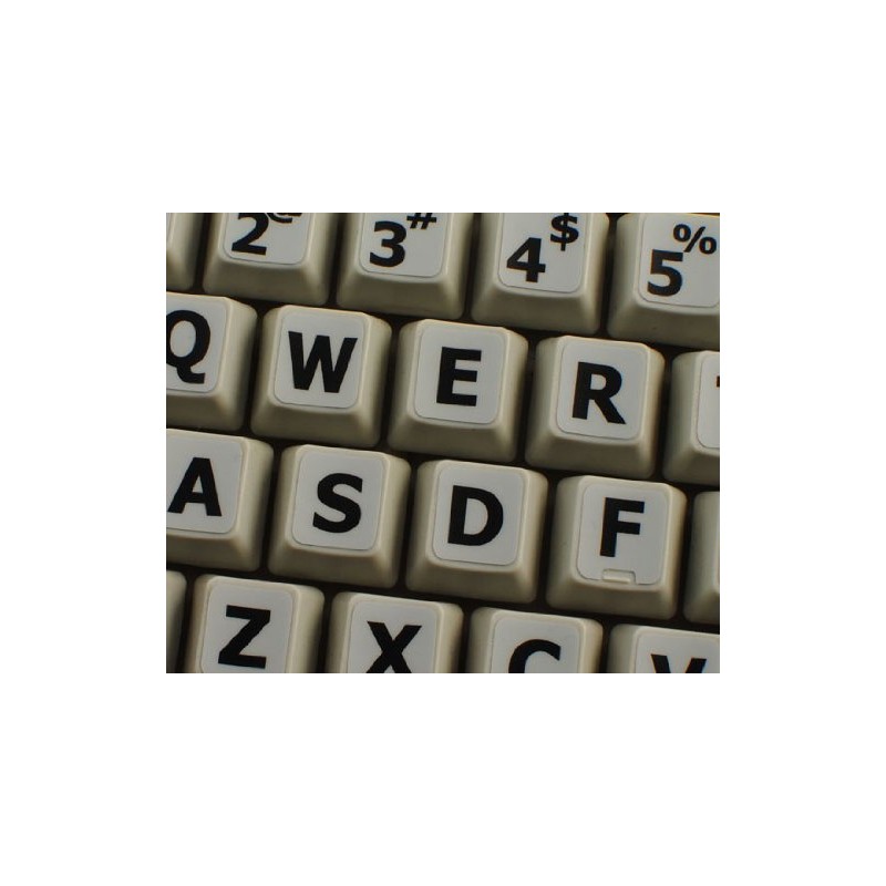 ENGLISH US LARGE UPPER CASE NON-TRANSPARENT DECALS LIGHT GREY BACKGROUND