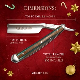 Naked Armor Safir Straight Razor - Shave Ready Japanese Stainless Steel Straight Razors for Men with Sandalwood Scale, Case Included, Close Shave