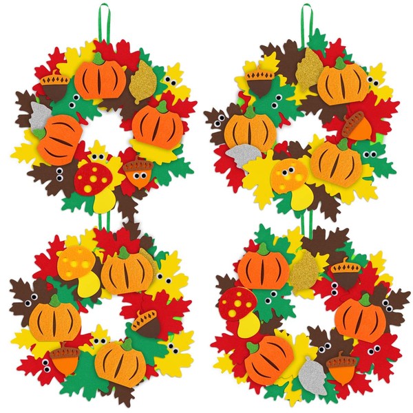 Benjia Autumn Craft Set for Children, 4 Pieces Autumn Wreath