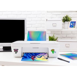 50 Sheets Holographic Printable Vinyl Sticker Paper 8.5x11 Inch Waterproof Sticker Paper Rainbow Vinyl Sticker Paper for Inkjet/Laser Print