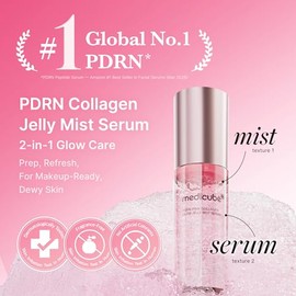 medicube Jelly Mist Serum with Pink PDRN Collagen | Dual-Texture Glow Spray with Niacinamide, Glutathione, Ceramide, Hyaluronic Acid | for Hydration, Radiance, Plump-Looking Skin | 3.38 fl.oz