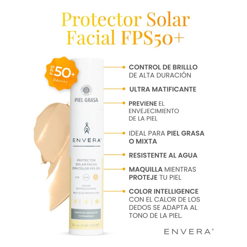 Protector Solar Facial Color LIGHT Oil Control Piel Grasa SPF