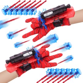 Spider Gloves, Set of 2 Spider Launcher Gloves Children, Spider Web Shooter Spider Net Launcher, Spider Net Shooter with 12 Darts, Spider Toy Gloves for Children Cosplay