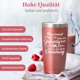 Livole Geschenke für Frauen, Sie, Freundinnen Geburtstagsgeschenk Frau, Beste Freundin Besonderes Geschenk - Manchmal Vergisst Du, Dass Du Großartig Bist - 20oz 600ml Doppelwandig Thermobecher to go