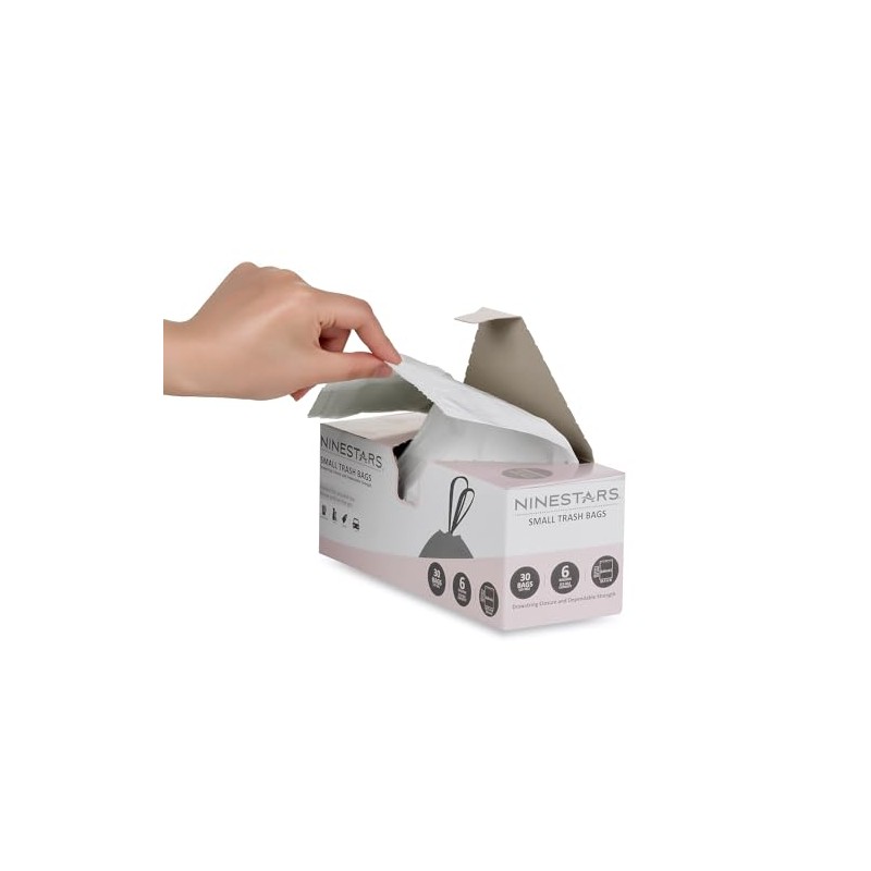 NINESTARS NSTB-6-30 Extra Strong White Trash Bag w/Drawstring Closure, 6