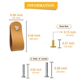 Leather Handles for Dresser 6 Pack Drawer Pulls and Knobs Soft Cabinet Handles Upgrade The Look of Furniture Perfect Replacement of Metal Hardware (Single Hole)