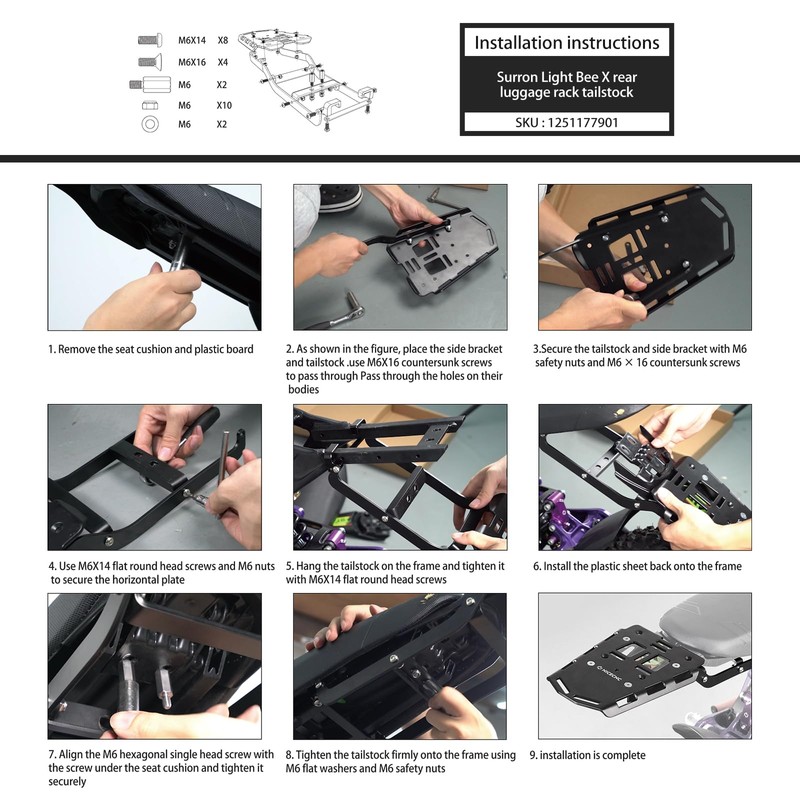 NICECNC Rear Luggage Rack Compatible with Surron Light bee X/S/
