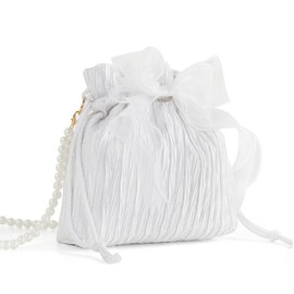 TREXPURE Drawstring Bag, Shoulder Bag, Women's, Yukata Bag, Crossbody Hanging, Smaller, Drawstring Pearl, Ribbon, Lightweight, Mini, Compact, Adults, Kids, Cute, High Visibility, Casual, Cute,