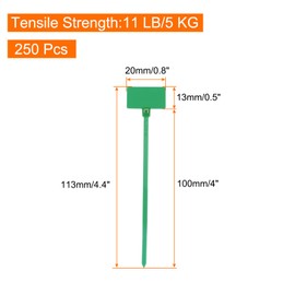 QUARKZMAN Pack of 250 Cable Tie Tags, 100 mm Length Cable Tie Tags with Labelling Field Cable Labelling Labels Organisation Markings for PC Wires Pipe Cable Hose, Green