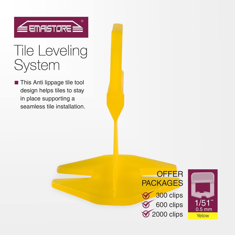 Emaistore Tile Leveling System (1/51 Inch) – 600 Tile Spacers