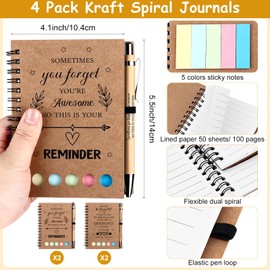 4 Set Employee Appreciation Gift Bulk Inspirational Notebook with Sticky Notes Encouragement Ballpoint Pen Motivational Gift Thank You Gifts for Staff Colleague Coworker Teacher Volunteer