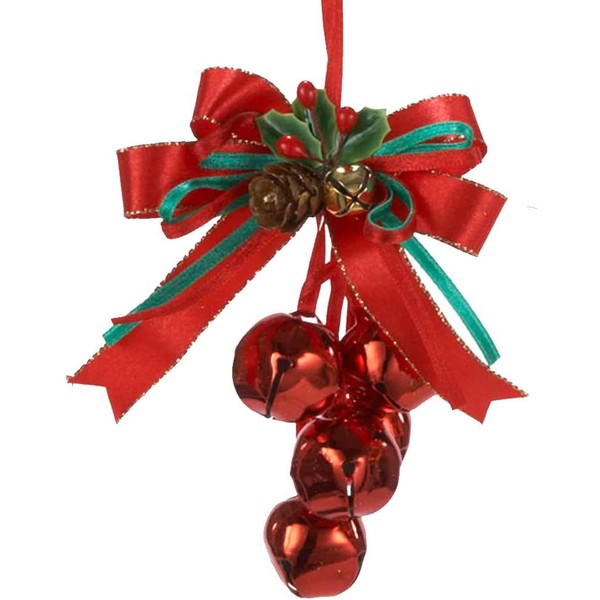 Kurt Adler Red Bow Jingle Bells Cluster Christmas Ornament with