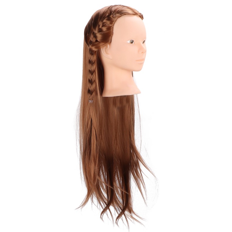 Long Hair Mannequin Head Light Brown Hairdresser Practice Training Head