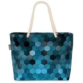 VOID Hexagon Graphic Pattern Beach Bag Shopper 58 x 38 x 16 cm 23L XXL Shopping Bag Travel Bag Beach Bag, multicoloured, Casual