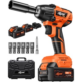 DECERK Cordless Impact Wrench 1/2 Inch, [Brushless] [REAL 400N.m] [2350 RPM], Impact Gun with 2×4.0Ah Battery [21V MAX], Power Electric Wrench for Car Tire/House/Mower, [6 Sockets] [Storage Box]