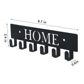 YAYANGATMG Key Holder for Wall Mounted Hanger with 6 Hooks, Metal Key Organizer Wall Decorative for Entryway, Front Door, Hallway, Kitchen, Office, Key Hooks for Car key, Door key., Black