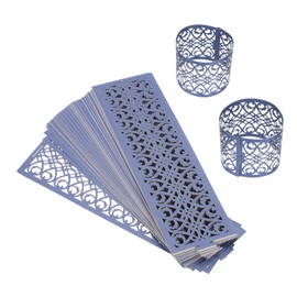 sourcing map 50Pcs Napkin Rings Laser Cut Foil Paper, Napkin Holder Hollow Napkin Bands for Weddings Party Serviette Table Decoration Restaurant (Dark Blue, 6.7 x 2")