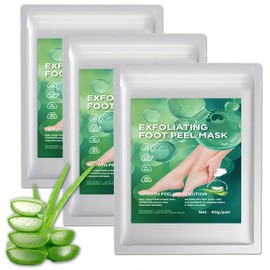 ASMAYSA 3 Pack Exfoliating Foot Mask with Aloe Vera, Hydrating and Repairing Socks for Dry Cracked Feet, Callus and Dead Skin Removal, Gentle Foot Peel Treatment for Women and Men