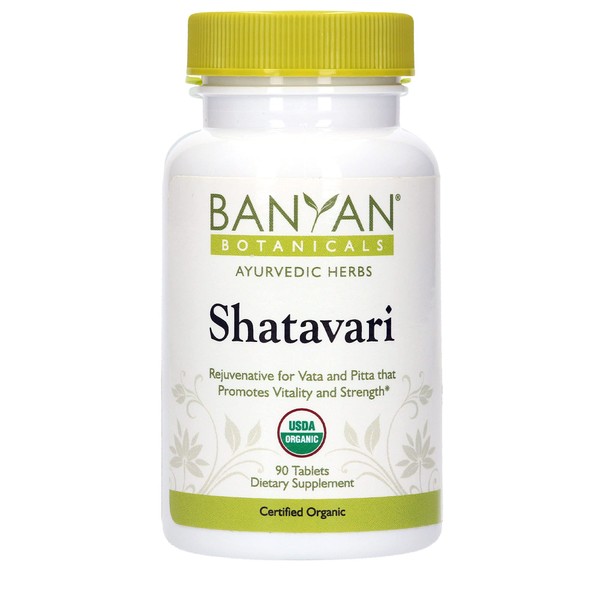 Banyan Botanicals Shatavari Supplements – Organic Shatavari Root Extract – Calming, Cooling, Supports Rejuvenation, Promotes Energy & Vitality* – 90 Tablets – Non GMO Sustainably Sourced Vegan FFL