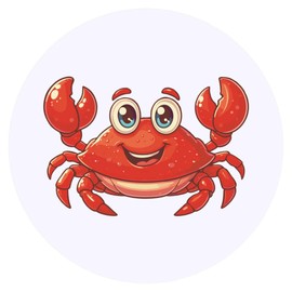 24 x 40mm Round 'Happy Crab' Stickers (SK00071928)