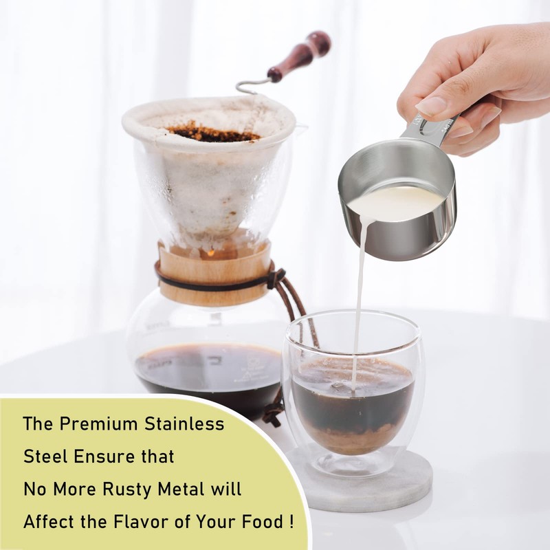 BERYLER 1PCS 1Cup (240ml, 8oz) Single Measuring Cup, Stainless Steel