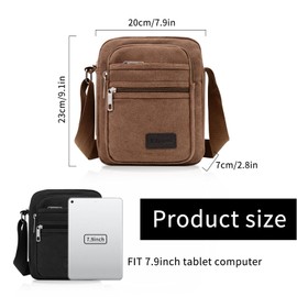 FuninCrea Casual Crossbody Bag, Canvas Shoulder Bag, Messenger Bags for Men, Multi Pocket Crossbody Phone Bag with Shoulder Strap for Sports, Travel, Hiking, Cycling, green