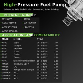 High Pressure Fuel Pump AG9Z-9350-B Compatible with Ford Explorer Escape Fusion Focus Edge Taurus Range Evoque Discovery Sport LR2 Lincoln MKZ MKC MKT 2.0L # LR025599 AG9Z-9350-AA HM10099 GDP203
