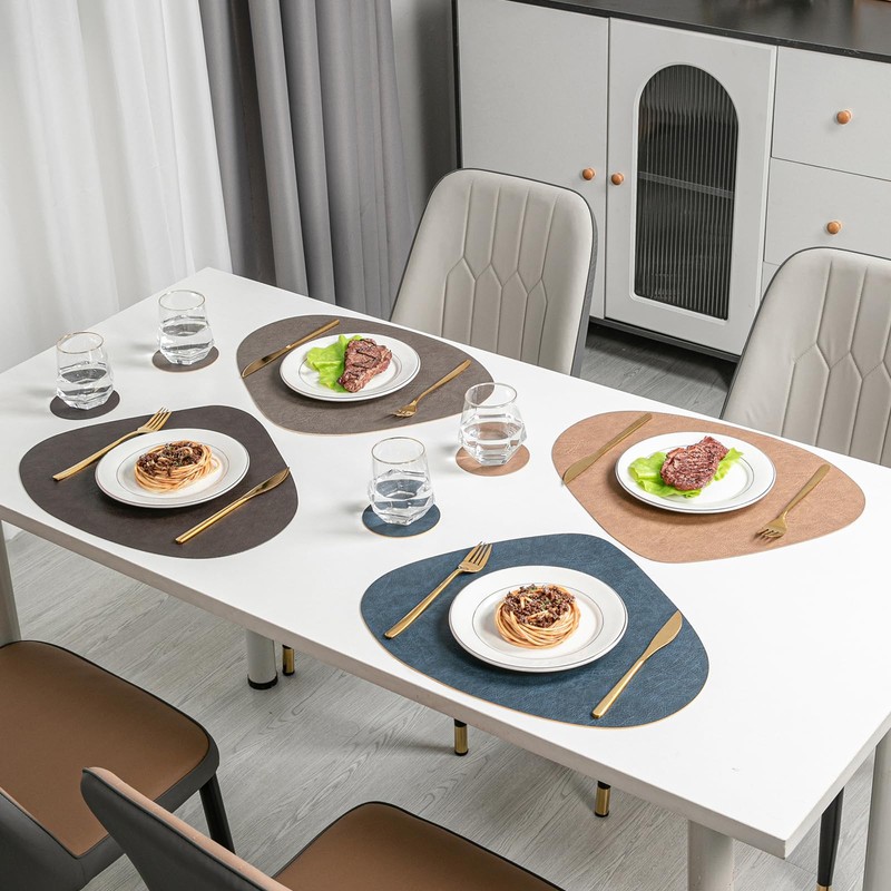 Placemats and Coasters, Double Sided Available Leather Table Mats Set