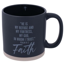 Lighthouse Christian Products Faith Double-Sided Verse Black 16 Ounce Ceramic Mug