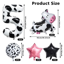 9 x Cow Balloons, Balloons 5 Year Birthday Cow, Animal Balloons Farm, Balloons Farm 5 Years, Suitable for Children's Birthdays, Farm Theme Parties