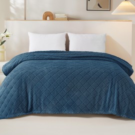 Whale Flotilla Cuddly Blanket, Soft, Warm and Fluffy Waffle Blankets for Any Season, 150 x 200 cm, Navy Blue