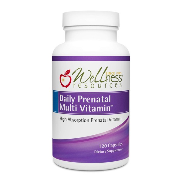 Daily Prenatal Multi Vitamin - High Absorption Methyl Folate, Coenzyme B Vitamins, Iron Bisglycinate (120 Capsules)