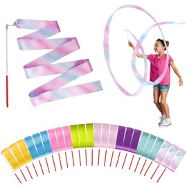 YANMIN Princess Party Favors - 24pcs Dance Ribbon Wand for Kids 4-8 8-12 Princess Mermaid Birthday Party Streamers Decorations Supplies Girls Princess Party Carnival Outdoor Games Goodie Bag Stuffers