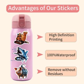 100Pcs Italian Brainrot Animals Stickers, Tralalero Tralala Stickers for Water Bottles, Tung Tung Tung Sahur Sticker Pack Waterproof Vinyl for Laptop Phone Party Favors Decals