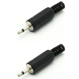 CESS 2.5mm TS Male Plug Jack Black Audio Cable Connectors (2 Pack)