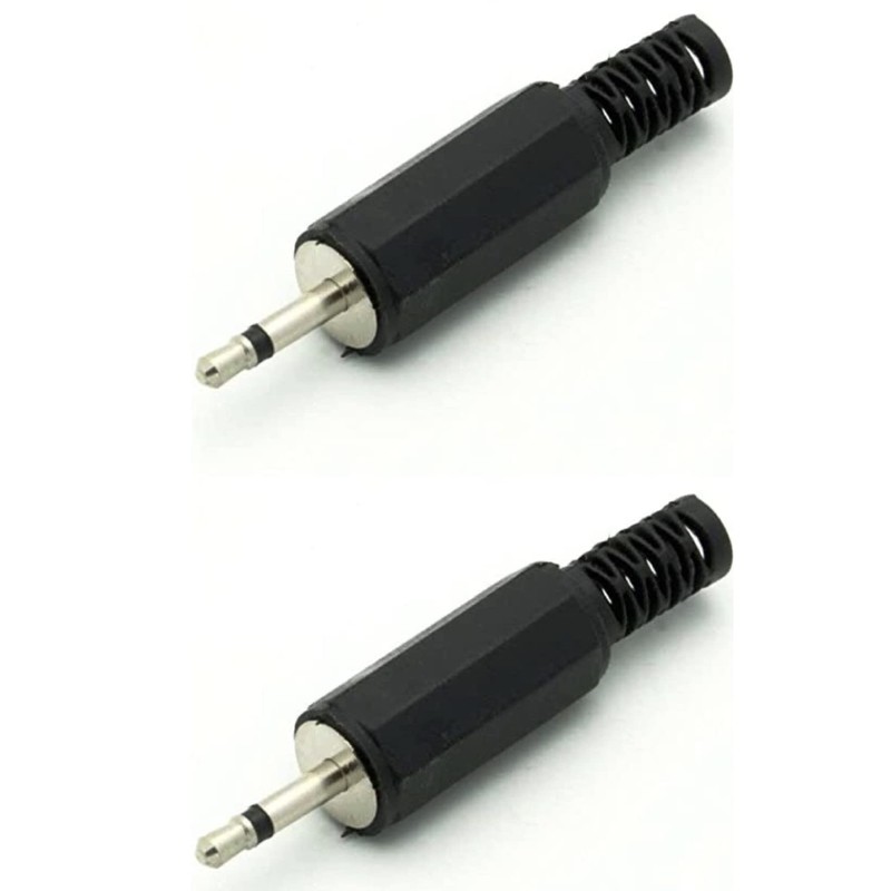 CESS 2.5mm TS Male Plug Jack Black Audio Cable Connectors