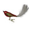 Lauschaer Glas Christmas Tree Decoration Bird with Feather Tail Red