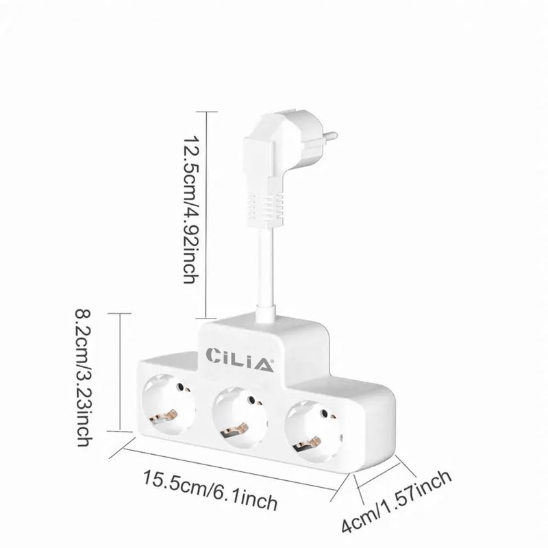 CILIA Multipurpose Power Socket 2000W 10/16A AC 230V White and