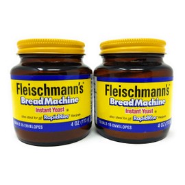 Fleischmann's Bread Machine Yeast, Also Ideal for All Rapid Rise Recipes, Equals 16 Envelopes, 4 oz Jar (Pack of 2)