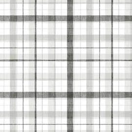 Norwall CK36628 Linen Plaid prepasted Wallpaper, Black, Grey