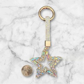 BE WHAT YOU BELIEVE Rhinestone Jewel Star Keychain, Keyring, Charm Accessory (IRIDESCENT-LARGE)