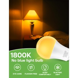 Eastiya Amber Sleep Light Bulbs: 3W Amber Warm Light Bulb 1800K, Blue Light Blocking Dim Light Bulbs 40W Equivalent, E26 Bulbs for Mood Soothing, Bedroom and Baby Nursery, 2 Pack