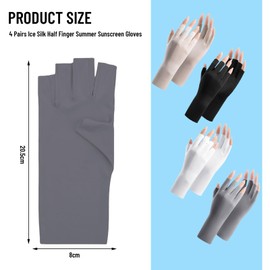 CharmBurst 4 Paar UV-Schutz Handschuhe für Frauen, Halbfinger-Design, Sonnenschutz für Nägel, Fingerlose Hand-Schutz-Gloves für Outdoor und Sommeraktivitäten