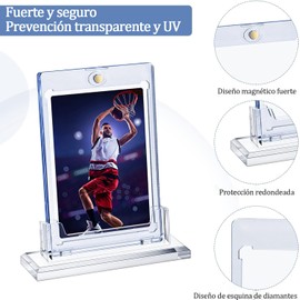 Tarjetero Magnético One-Touch de 35 Puntos (6 Piezas), Protectores de Tarjetas de Béisbol, Resistentes al Agua, Transparentes para Tarjetas Deportivas, Apto para YuGiOh MTG Fundas
