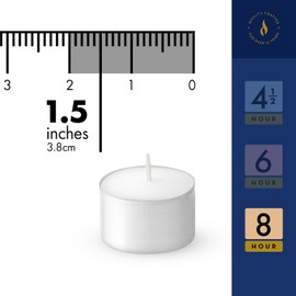 Lerner Tealight Candles, 50 Count| 8 Hours Long-Burning White Tea Light Candles| Non-Toxic, Smokeless & Soot-Free Tea Light Warmer Candles | Unscented Party, Décor, Shabbat Tea Candles