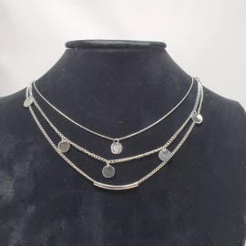 Taylor & Jade 3 row silver multi strand layered necklace NWT