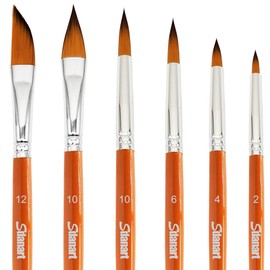 Sdanart Watercolor Brushes Professional 6PCS Watercolor Paint Brushes for Painting, Cat's Tongue Oval Wash Paint Brush, Dagger, Round Pointed Watercolor Brush for Water Color Acrylics Gouache Ink