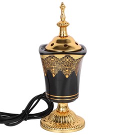 Ciieeo Electric Incense Burner Metal Bakhoor Burner Holder Oud Frankincense Resin Burner for Yoga Spa Home Decor Black