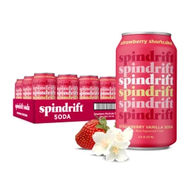Spindrift Soda "Strawberry Shortcake" Strawberry Vanilla Soda with Real Squeezed Fruit 12 Pack Case
